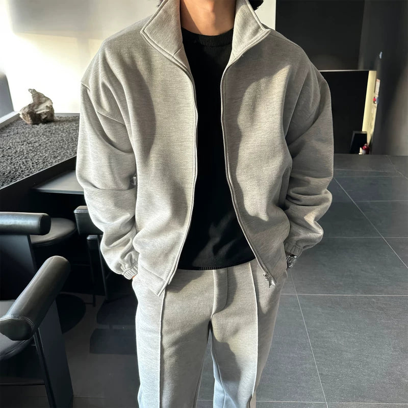 1627207:12119753,6012129241743,1627207:12119753,6012129241741,1627207:12119753,6012129241742,6012129241743,6012129241741,6012129241742, Stand Collar Zip Sweatshirt and Pants Set