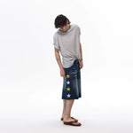 6196775275421,6196775275422,6196775275423,6196775275424, Star Appliqué Wide Leg Denim Capri Pants