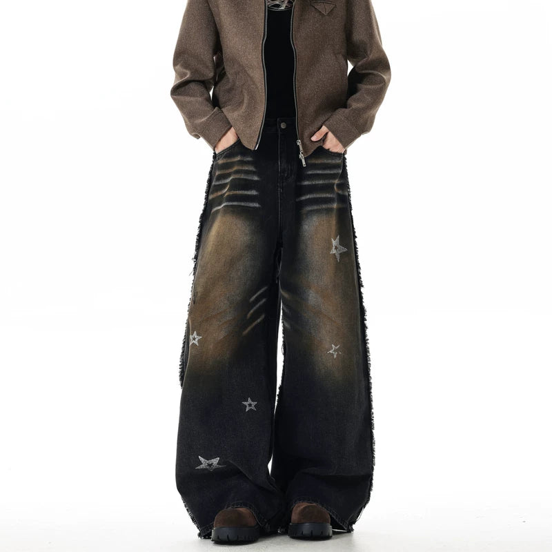 Star Appliqué Wide Leg Denim Pants 3