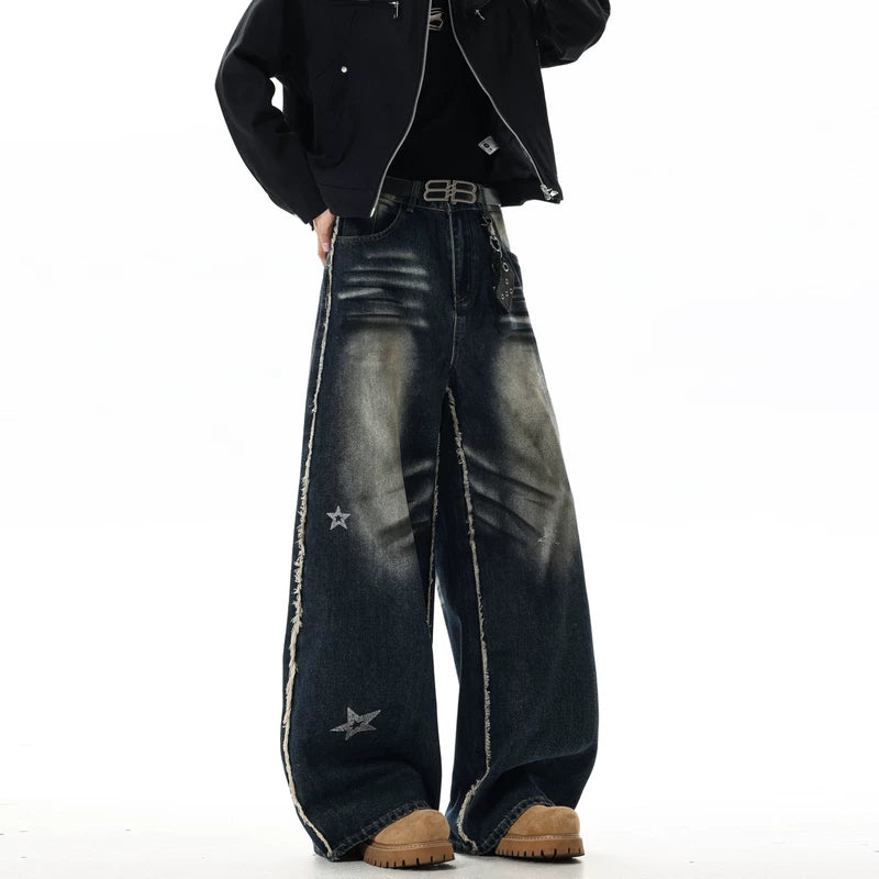 Star Appliqué Wide Leg Denim Pants 5