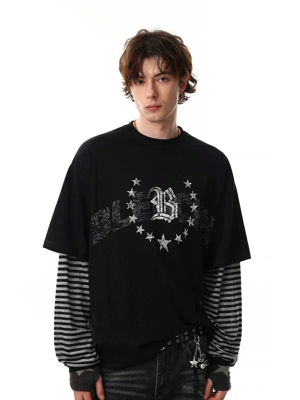 Star Graphic Layered Sleeve Long T-Shirt 3
