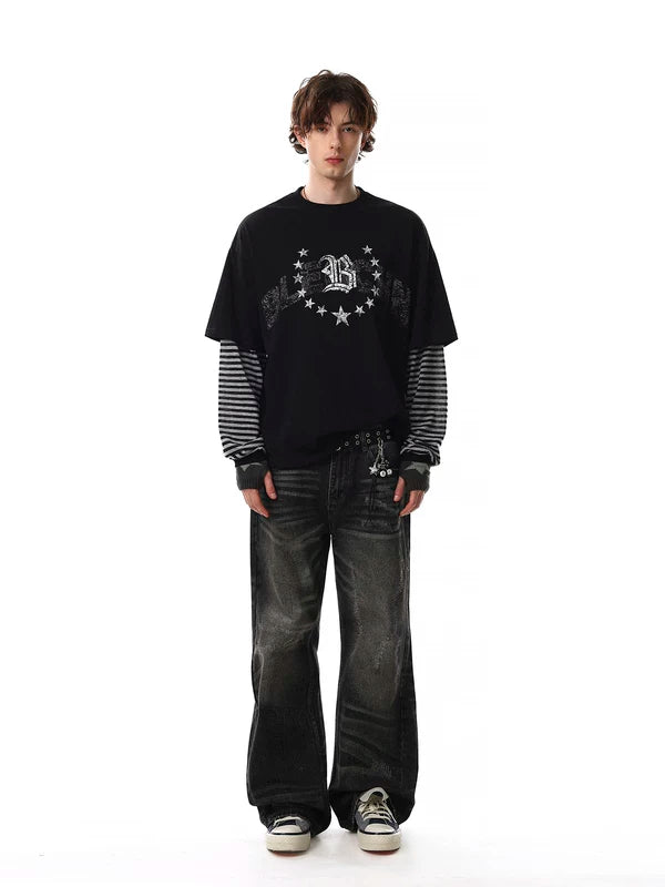Star Graphic Layered Sleeve Long T-Shirt 4