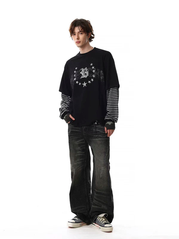 Star Graphic Layered Sleeve Long T-Shirt 5