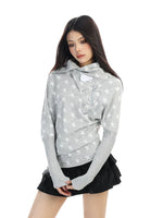 Star Print Asymmetrical Neck Long-Sleeve Pullover 2