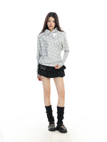 Star Print Asymmetrical Neck Long-Sleeve Pullover 3