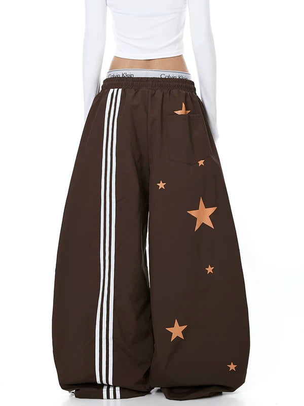 Star Print Wide Leg Parachute Pants 5