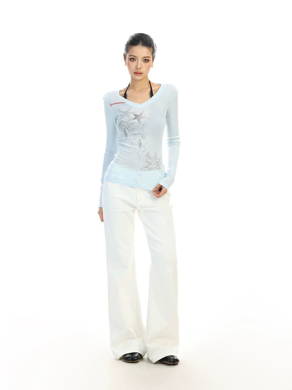 Starfish Print V-Neck Long Sleeve Top 3