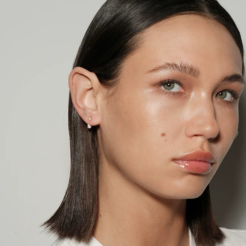 Sterling Silver Double Diamond Stud Earrings 2