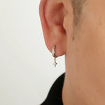 Sterling Silver Textured Hoop Dangle Earring 3