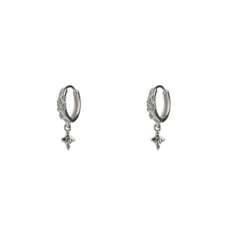 Sterling Silver Textured Hoop Dangle Earring 5