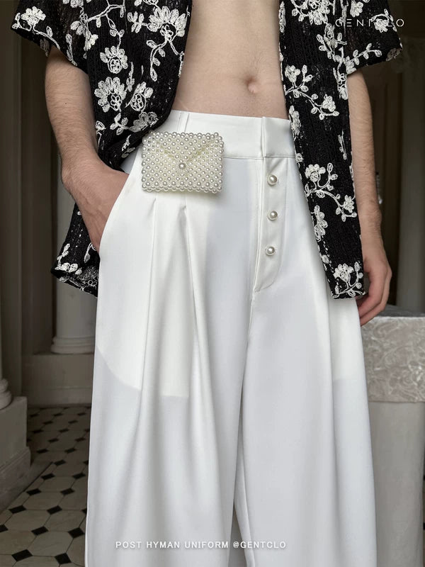 Straight Leg Dress Pants with Beaded Detail 4