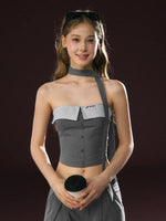 Strapless Checkered Crop Top and Pants 3