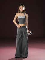 Strapless Checkered Crop Top and Pants 4