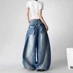 Street Dance Wide Leg Washed Denim Pants 3