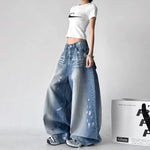 Street Dance Wide Leg Washed Denim Pants 5