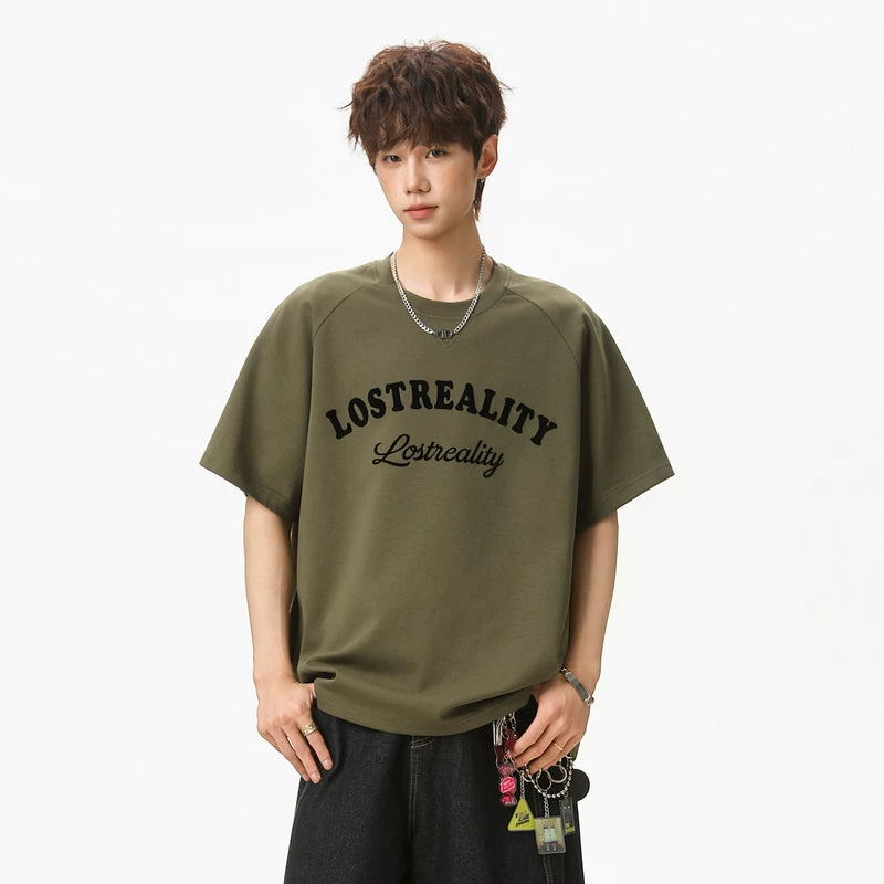 6196410271919,6196410271920,6196410271921,6196410271922, Street Letter Print Loose Fit T-Shirt