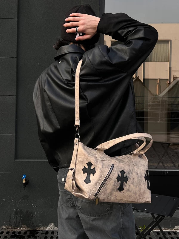 ,6197415714944, Street Style Cross Patch Underarm Tote Bag