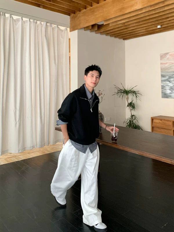 Streetwear Half-Zip Faux Layered Hoodie 5