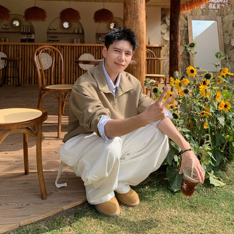 6035476780019,6035476780020,6035476780021,6035476780022, Streetwear Half-Zip Faux Layered Hoodie