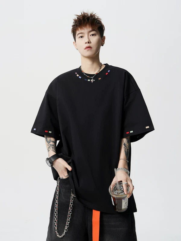 Streetwear Oversized Embroidered Crew Neck T-Shirt 1