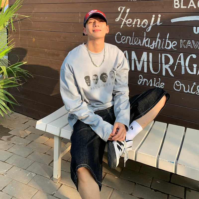 6036459553583,6036459553584,6036459553585, Streetwear Oversized Graphic Long Sleeve T-Shirt