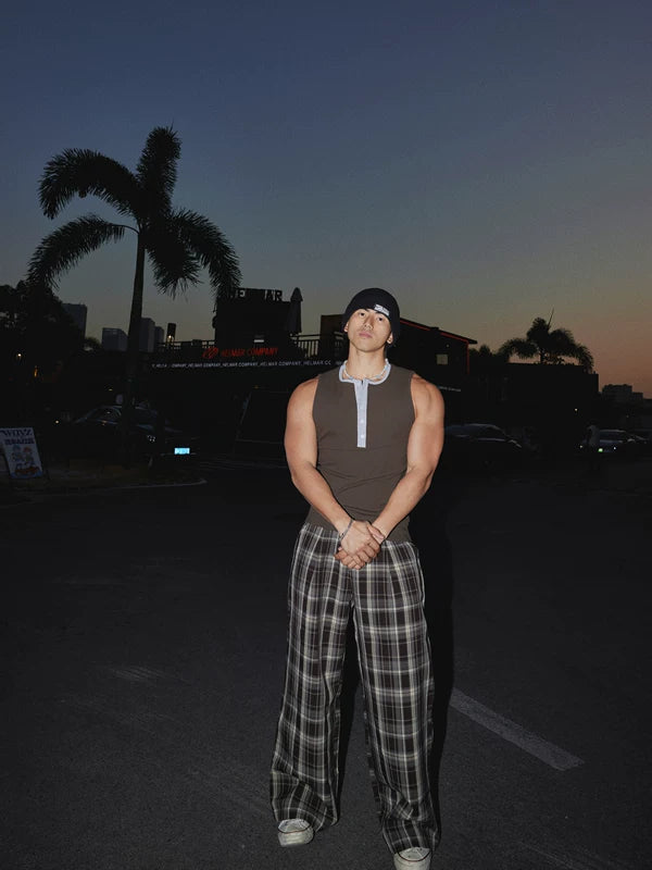 Streetwear Sleeveless Henley Vest Top 2