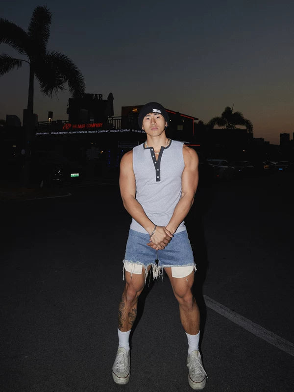 Streetwear Sleeveless Henley Vest Top 5