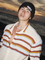 Striped Button Front Knit Short Sleeve Sweater 5