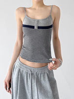Striped Button Front Spaghetti Strap Camisole 4