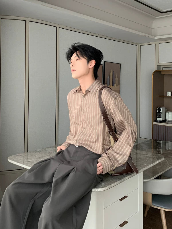 Striped Casual Long Sleeve Button Up Shirt 2