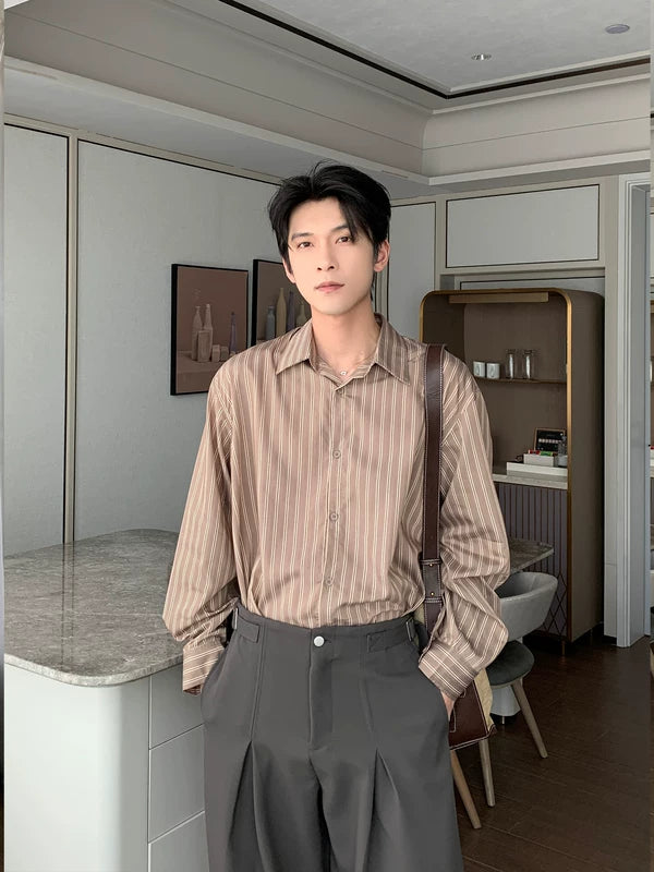 Striped Casual Long Sleeve Button Up Shirt 4