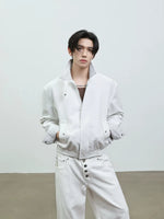 Striped Collar Casual Short Workwear Jacket 2