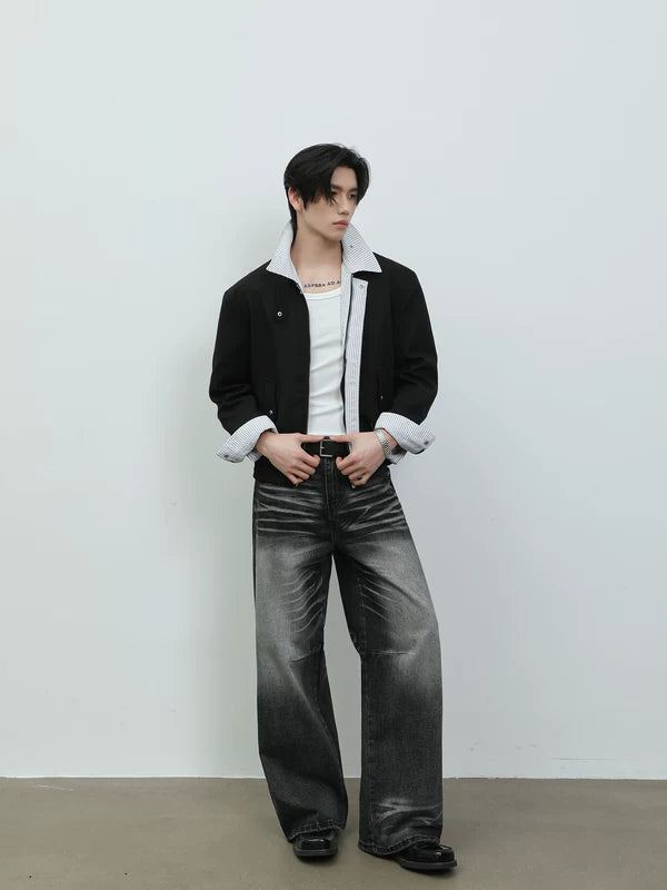 Striped Collar Casual Short Workwear Jacket 3