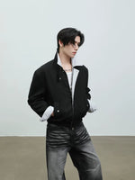 Striped Collar Casual Short Workwear Jacket 5