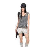 6029067984601,6029067984602,6029067984603, Striped Colorblock Scoop Neck Tank Top