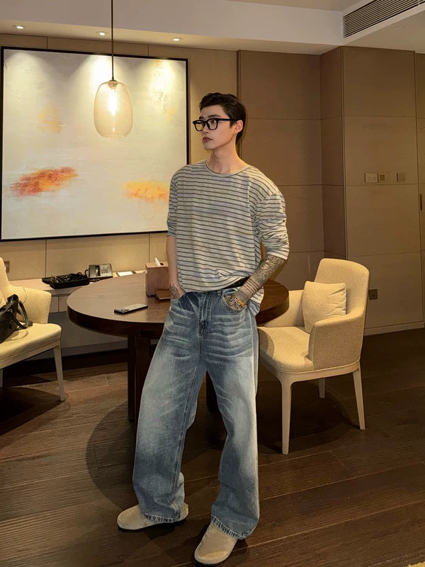 Striped Crew Neck Long Sleeve Pullover 2