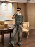 Striped Crew Neck Long Sleeve Pullover 5