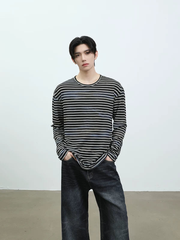 Striped Crew Neck Long Sleeve T-Shirt 3