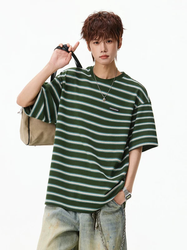 Striped Crew Neck Short Sleeve T-Shirt 3