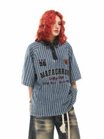 Striped Denim Polo Shirt with Embroidery 3