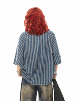 Striped Denim Polo Shirt with Embroidery 4