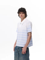 Striped Distressed Short Sleeve Polo Shirt 4