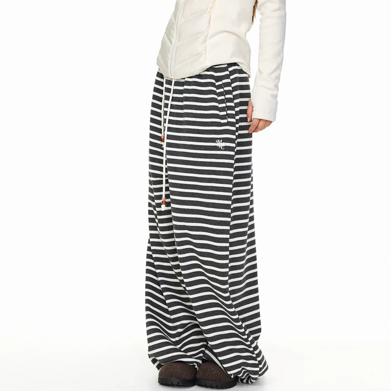 Striped Drawstring Wide-Leg Lounge Pants 2