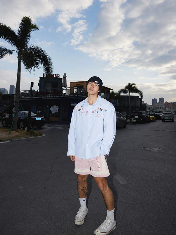 Striped Embroidered Floral Long-Sleeve Shirt 2