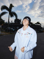 Striped Embroidered Floral Long-Sleeve Shirt 4