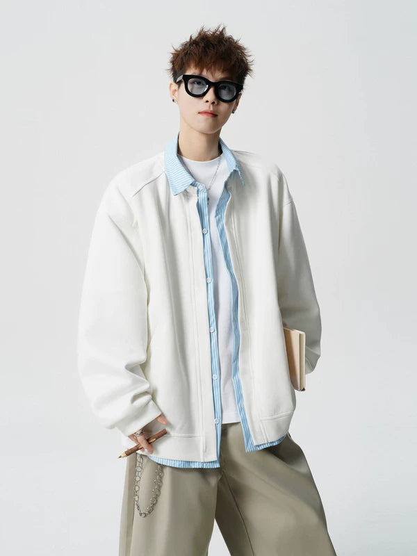 Striped Faux Layered Long-Sleeve Shirt 4