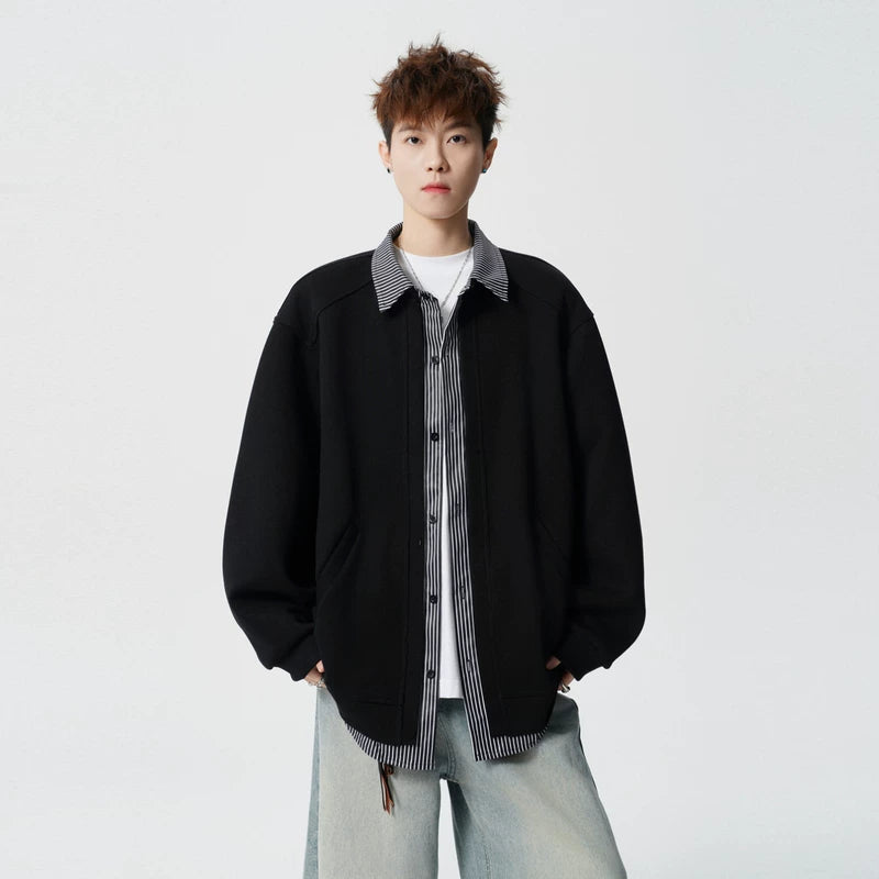 6017519524530,6017519524531,6017519524532,6017519524533,6017519524534,6017519524535,6017519524536, Striped Faux Layered Long-Sleeve Shirt