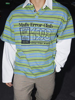 Striped Faux Layered Polo Collar Shirt 3