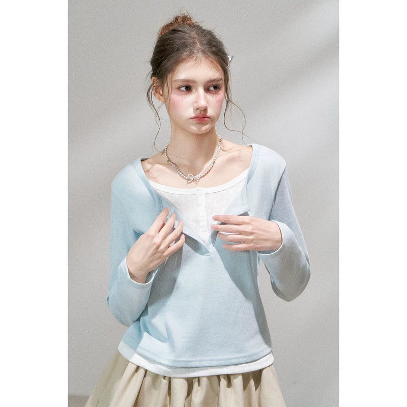 ,1627207:28338,6177319966004,1627207:28338,6177319966003,1627207:28338,6177319966002,6177319966004,6177319966003,6177319966002, Striped Faux Two-Piece Long Sleeve Pullover