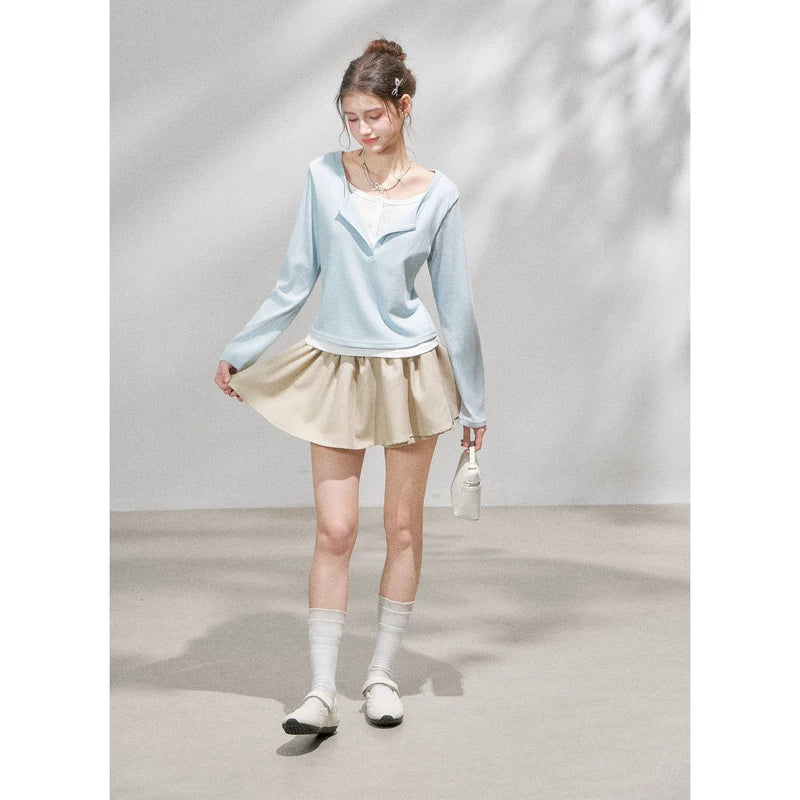 Striped Faux Two-Piece Long Sleeve Pullover 4